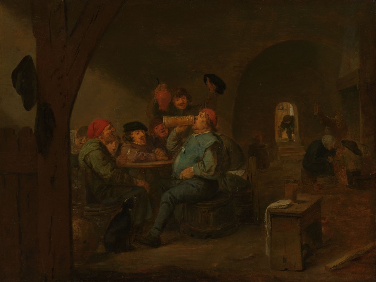Drinking Bout in a Tavern, c.1700 by Adriaen (follower of) Brouwer