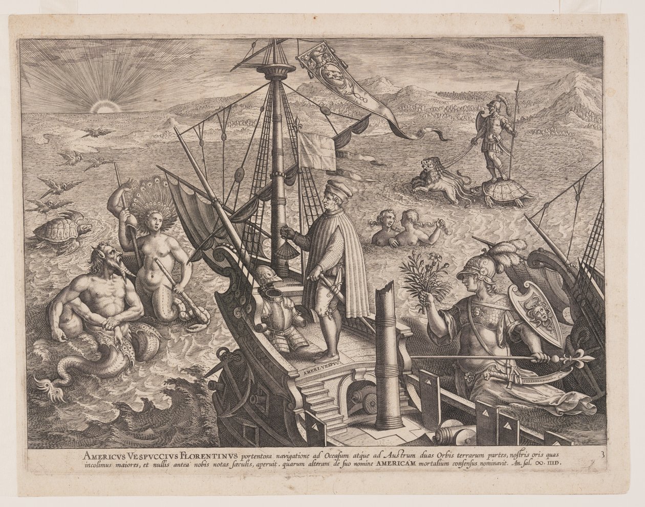 Amerigo Vespucci on His Ship, from Americae Retectio (The Discovery of America) by Adriaen Collaert