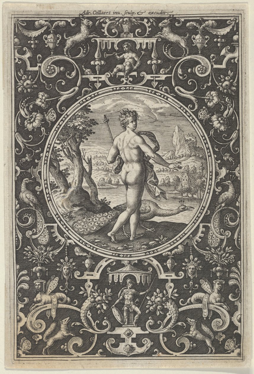 Juno in a Decorative Frame with Grotesques, from the Judgment of Paris by Adriaen Collaert