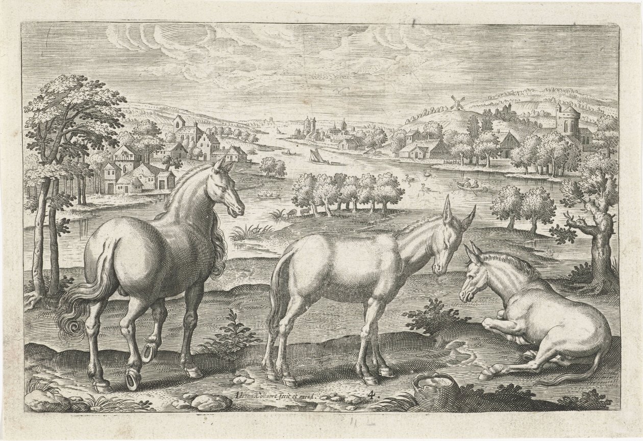 Horse and Donkeys by Adriaen Collaert