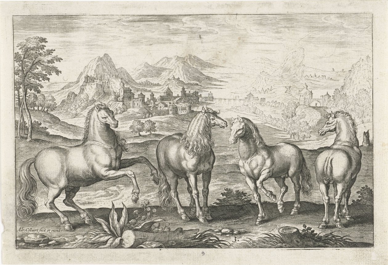 Horses (series title: Four-legged Animals, Animalivm Qvaddrvpedvm) by Adriaen Collaert