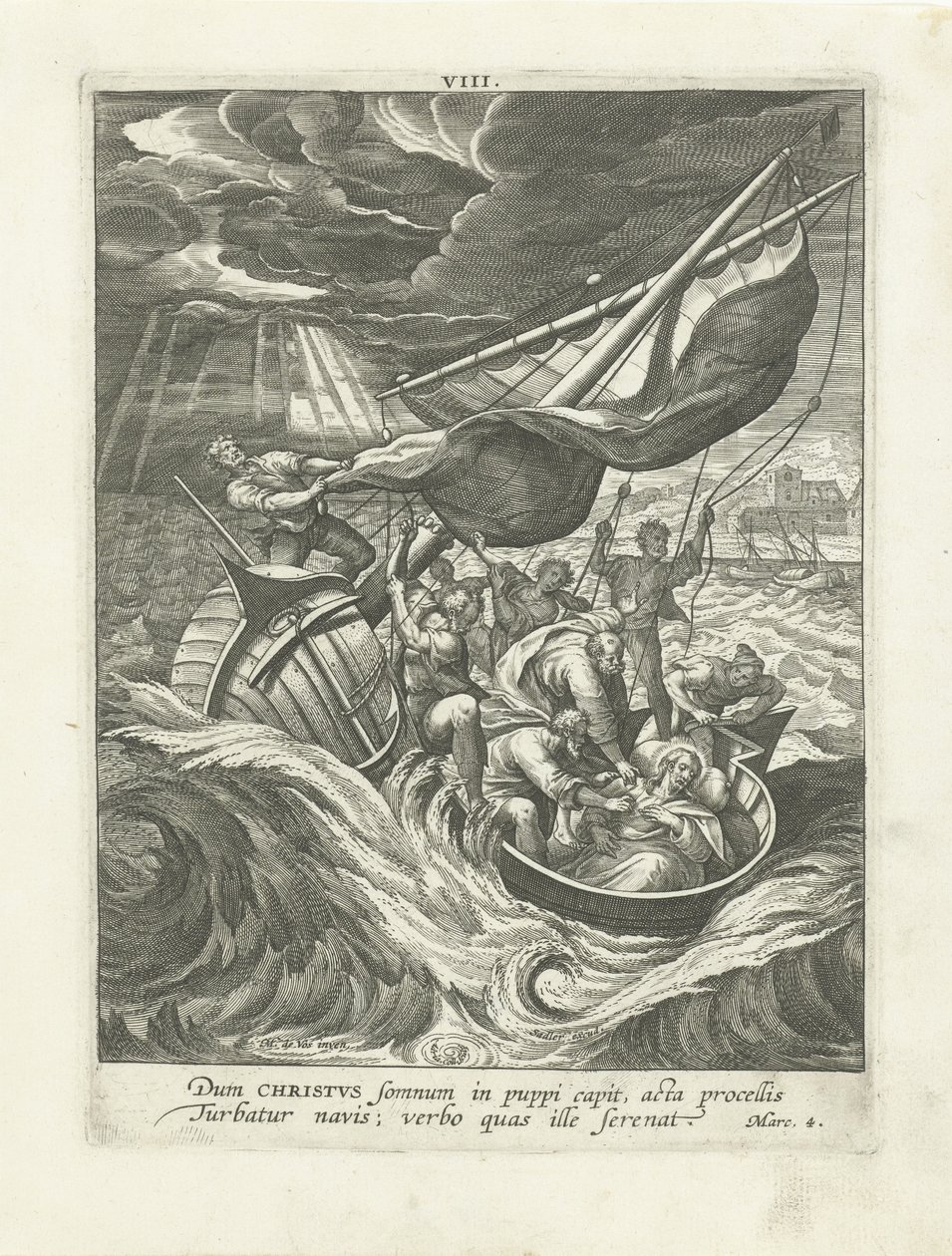 Storm on the Sea of Galilee (series title: Life of Christ) (series title: Vita I. Christi) by Adriaen Collaert