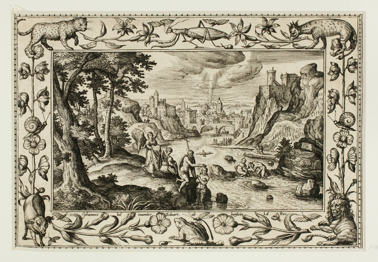 The Baptism of Christ, from Landscapes with Old and New Testament Scenes and Hunting Scenes by Adriaen Collaert