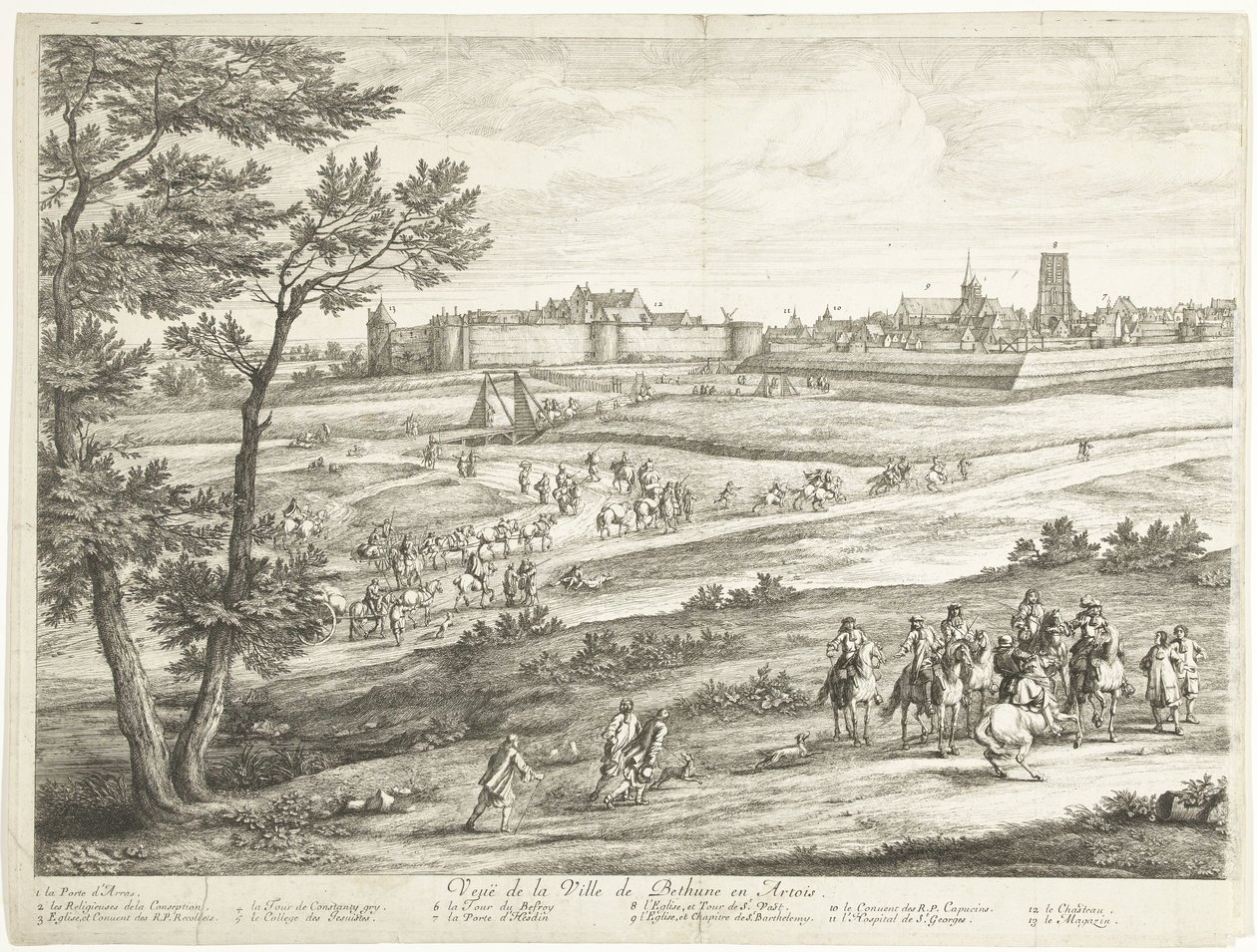 View of Bethune (left panel) by Adriaen Frans Boudewyns