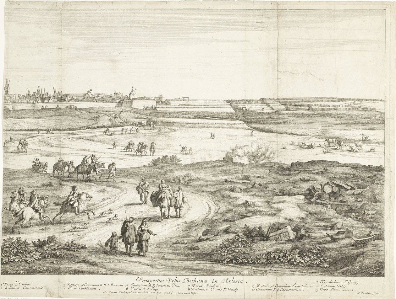 View of Bethune (right page) by Adriaen Frans Boudewyns