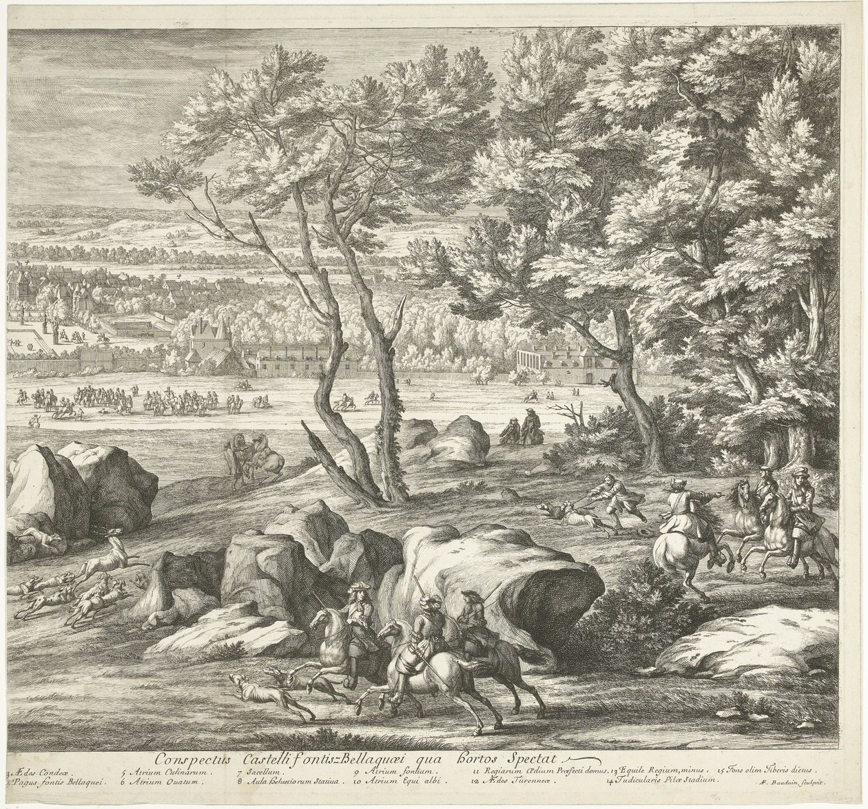 View of the Castle of Fontainebleau (Right Panel) by Adriaen Frans Boudewyns