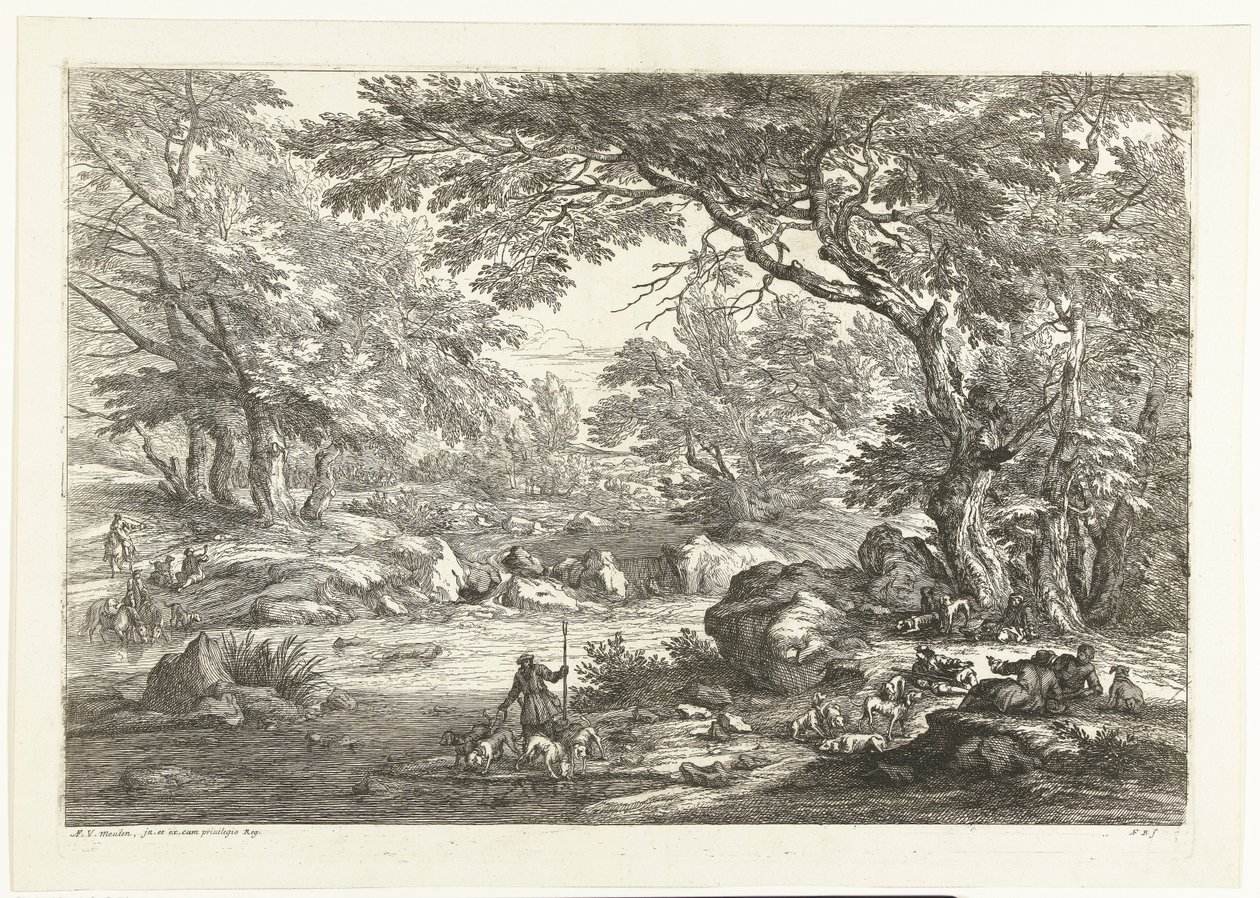 Landscape with Resting Hunters by Adriaen Frans Boudewyns