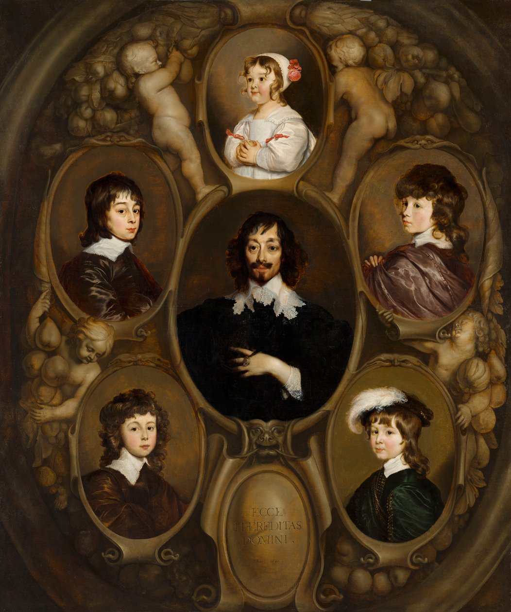 Portrait of Constantijn Huygens (1596-1687) and His Five Children by Adriaen Hanneman