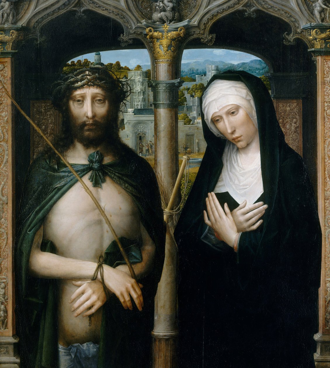 Christ Crowned with Thorns Ecce Homo, and the Mourning Virgin by Adriaen Isenbrandt