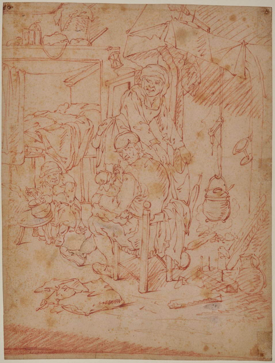 Dutch interior by Adriaen Jansz. van (attr. to) Ostade
