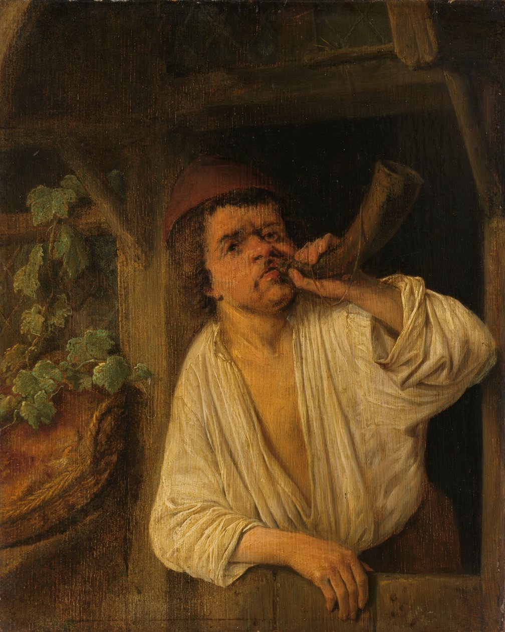 A Baker Sounding His Horn by Adriaen Jansz. van Ostade