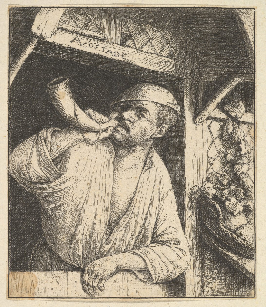 Baker Blowing Horn by Adriaen Jansz. van Ostade
