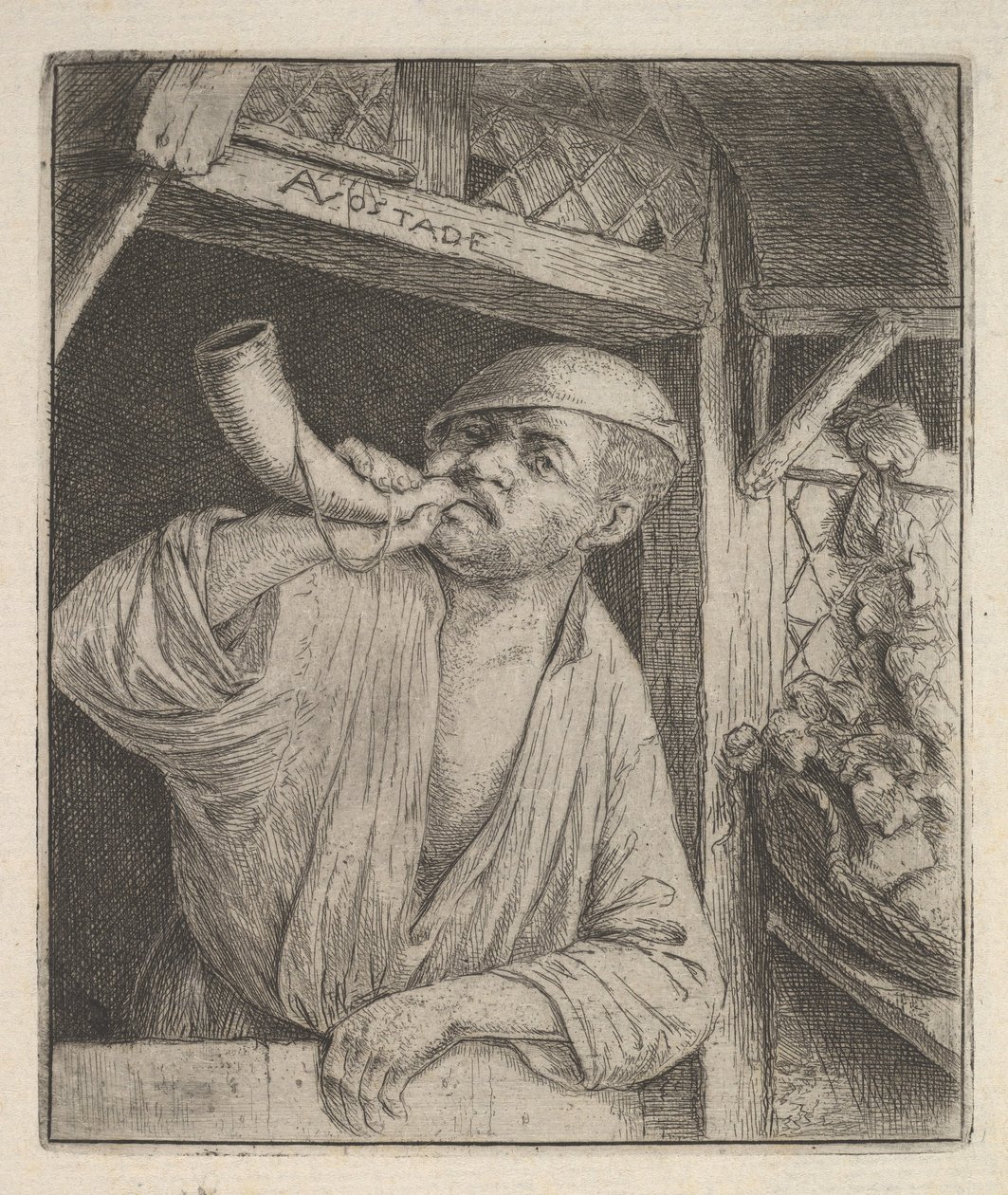 Baker Blowing Horn by Adriaen Jansz. van Ostade