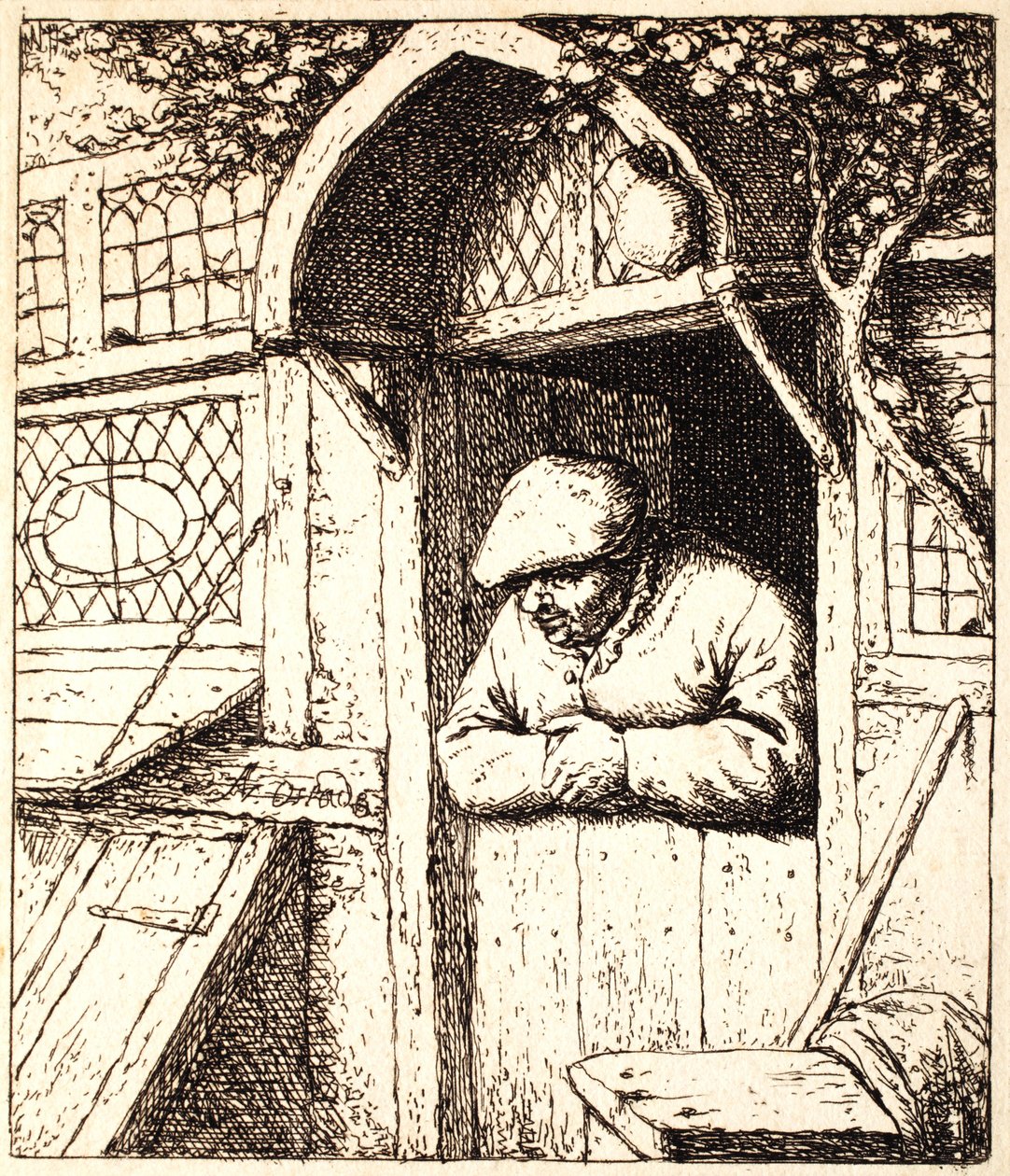 Man Leaning on His Door, c.1672 by Adriaen Jansz. van Ostade