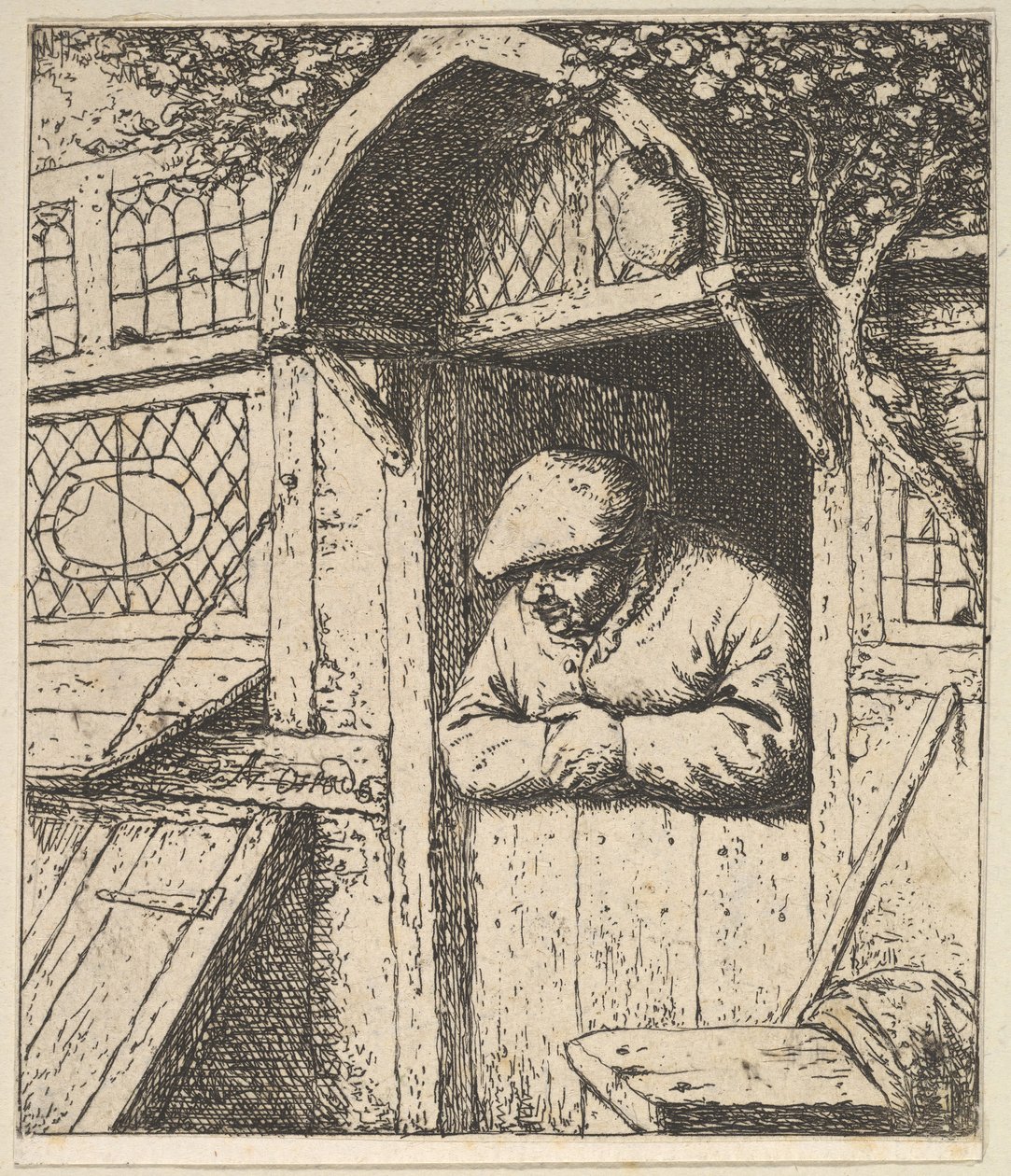 Peasant Leaning on Door by Adriaen Jansz. van Ostade