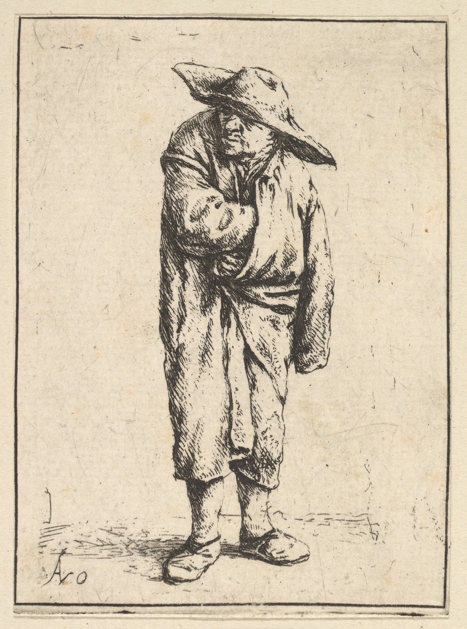 Peasant Wrapped in his Cloak by Adriaen Jansz. van Ostade