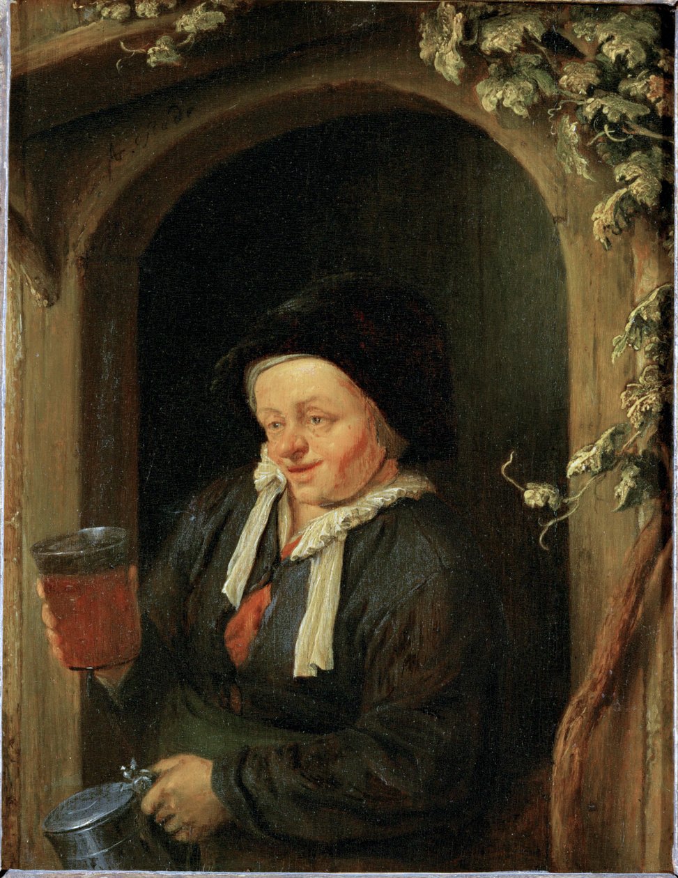 Woman at a Window with Jug and Beer Glass by Adriaen Jansz. van Ostade
