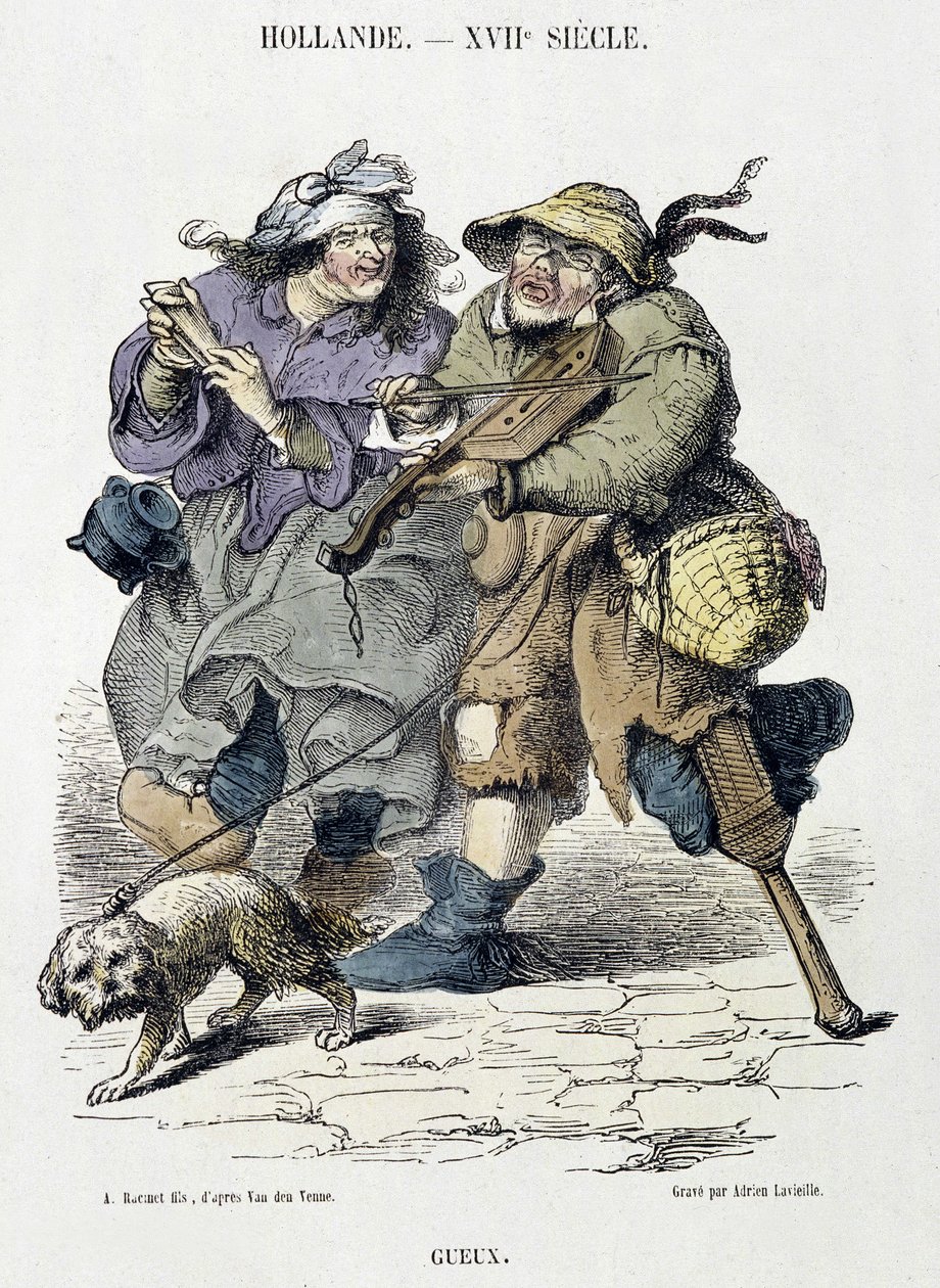 Beggars Playing Street Music, Holland, 17th Century by Adriaen Pietersz van de (after) Venne