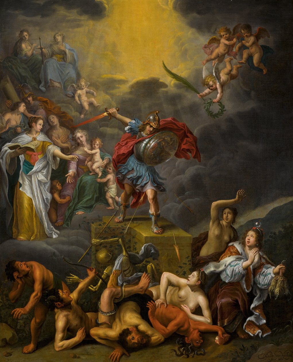 The Battle of Virtue Against the Vices by Adriaen van Nieulandt the younger