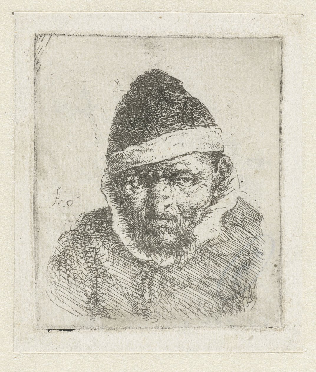 Bust of an Old Farmer with a Pointed Hat by Adriaen van Ostade