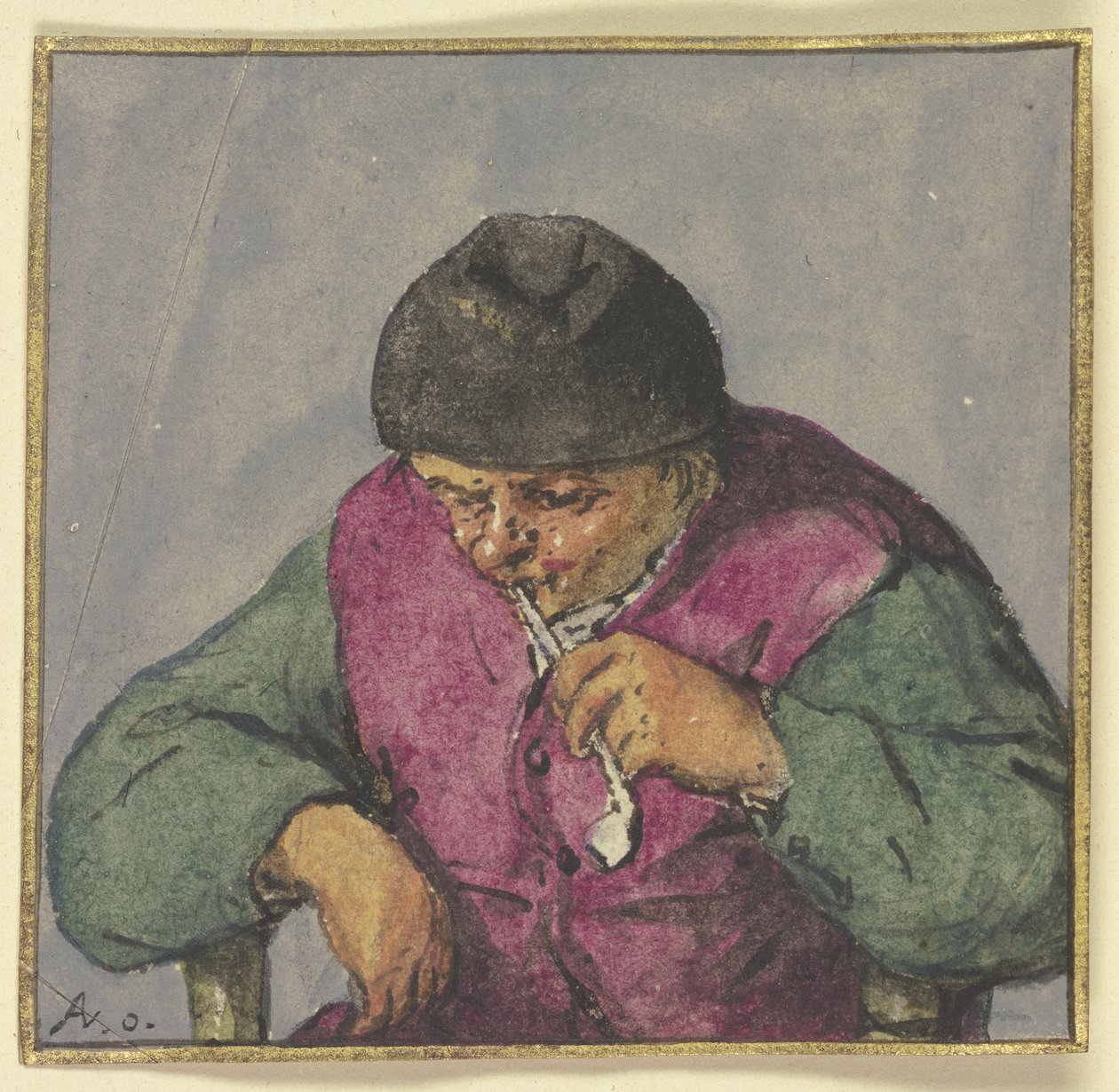 Half-Figure of a Seated Peasant with Pipe by Adriaen van Ostade