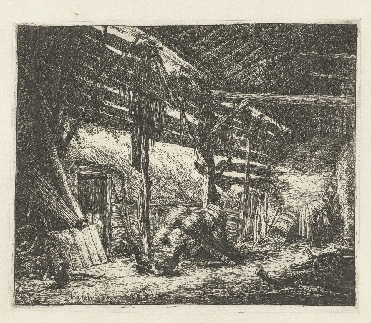 Interior of a Hay Barn by Adriaen van Ostade