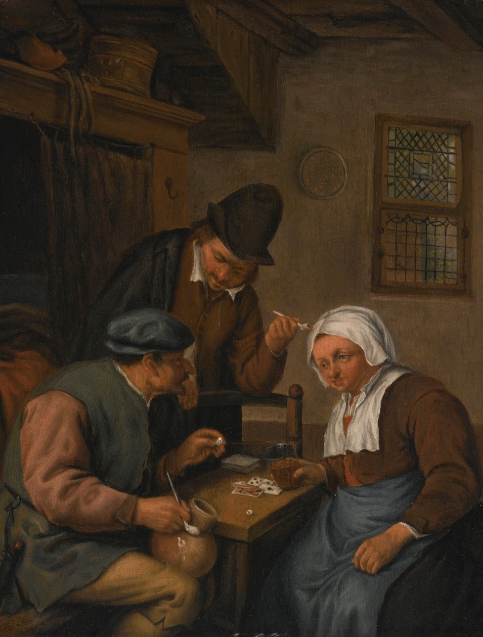 Interior with Peasants Playing Cards by Adriaen van Ostade
