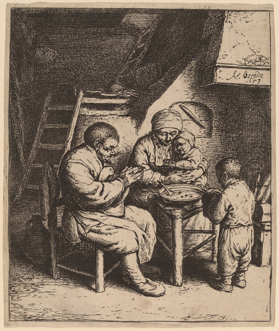 Peasant Family Saying Grace by Adriaen van Ostade