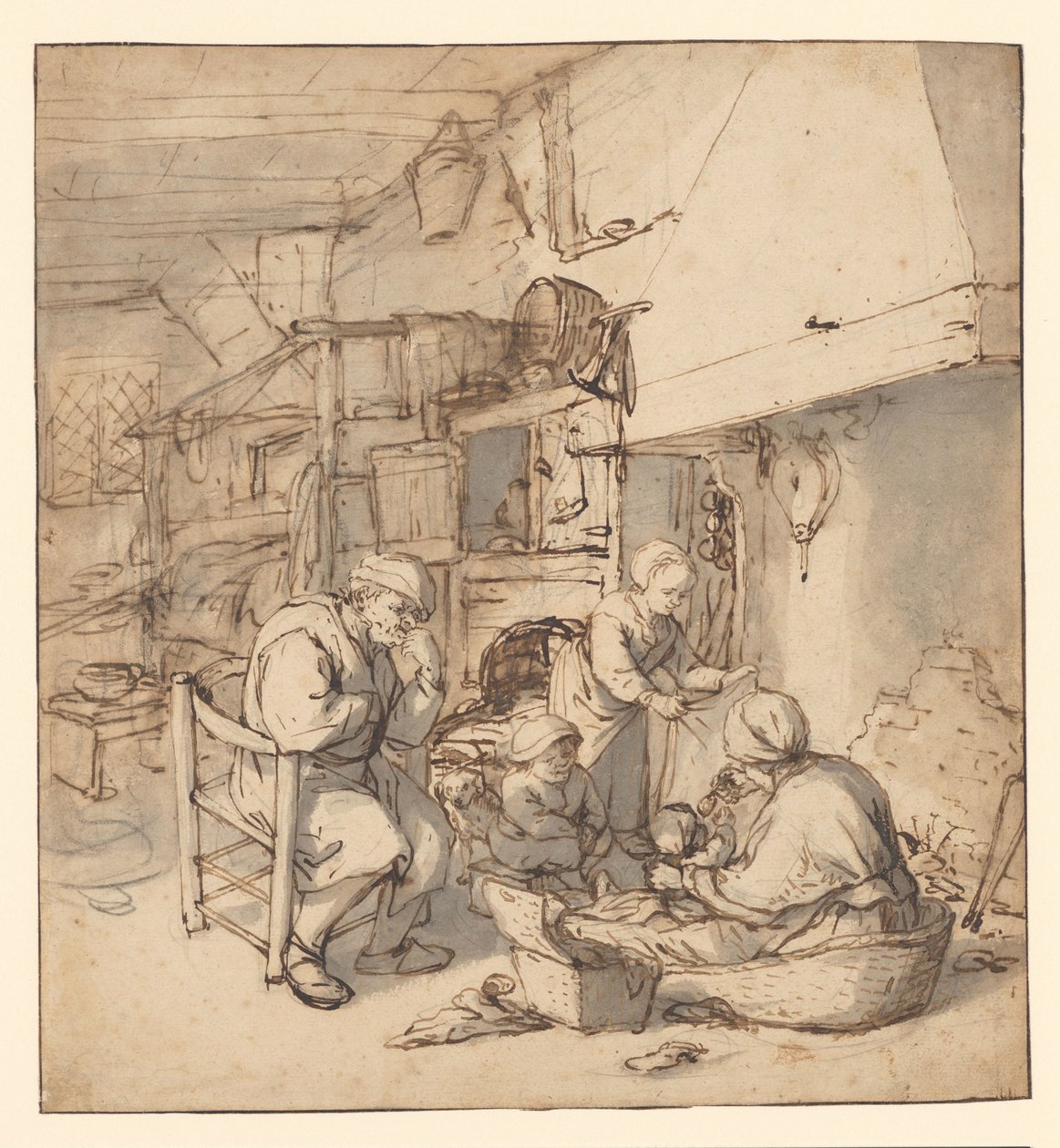 Peasant Family around the Fireplace by Adriaen van Ostade