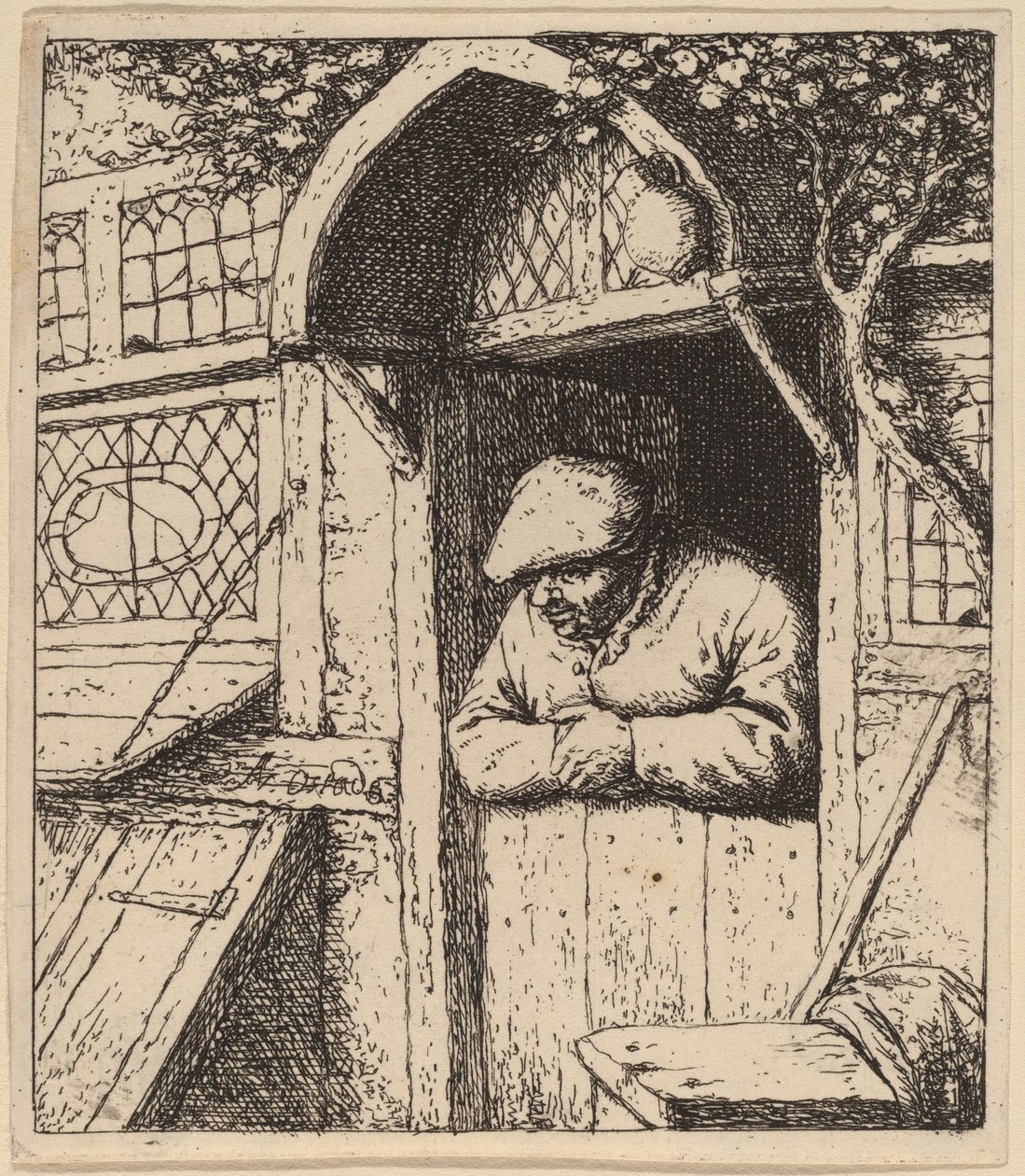 Peasant Leaning on His Doorway by Adriaen van Ostade
