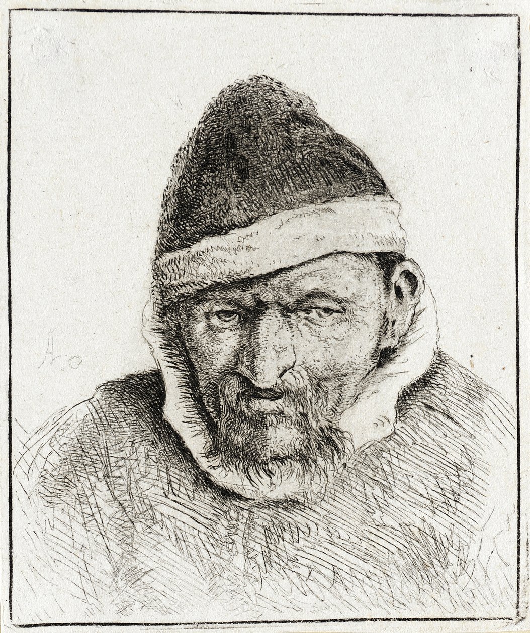 Peasant in a Pointed Fur Cap by Adriaen van Ostade