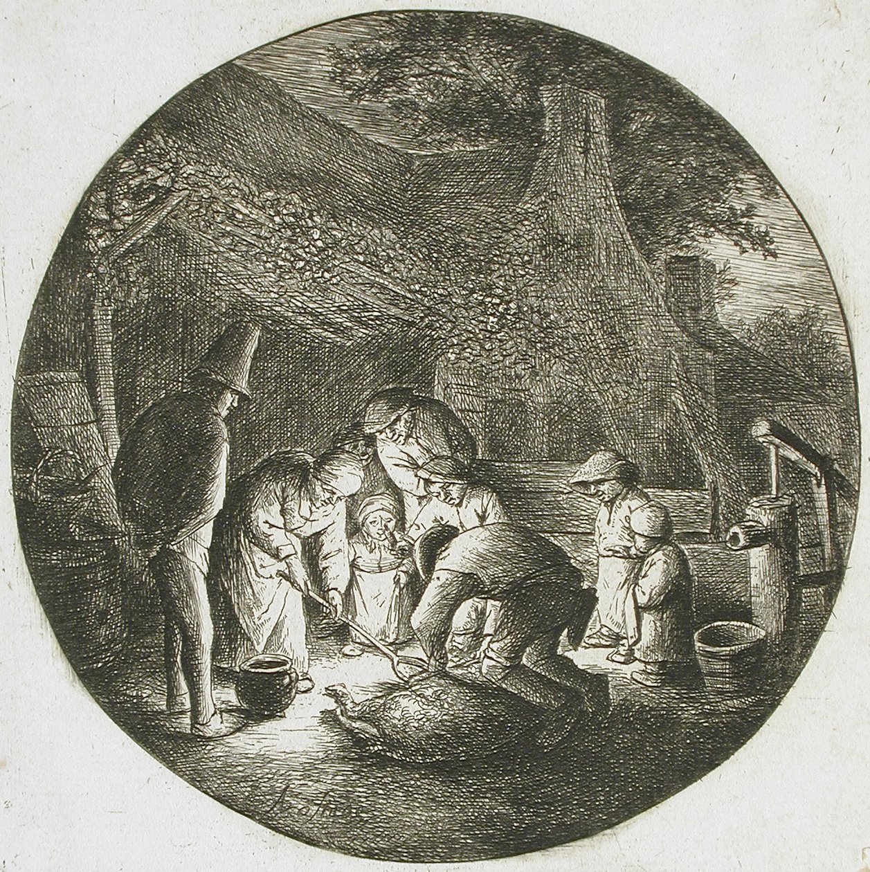 Peasants Killing a Pig by Adriaen van Ostade