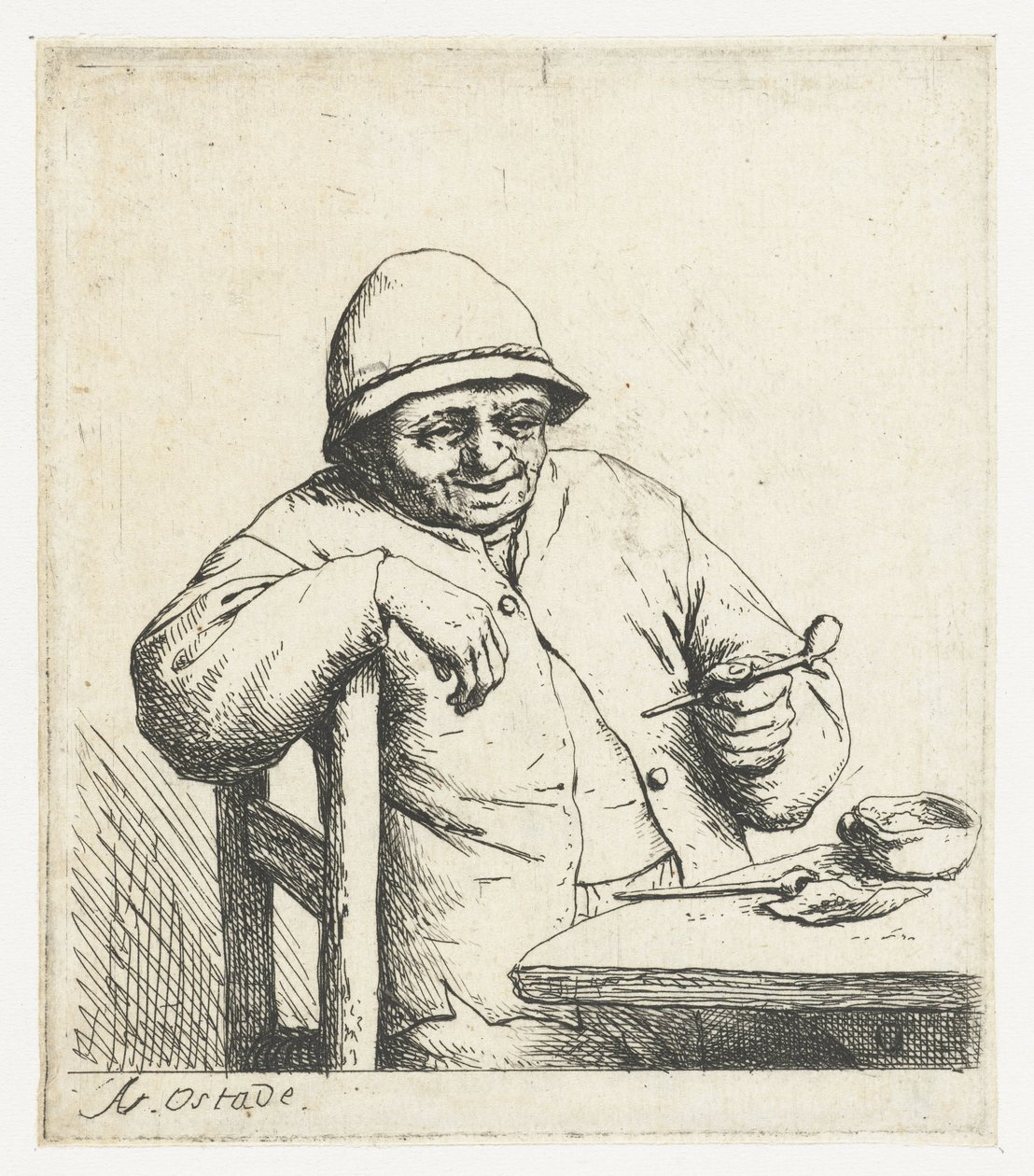 Smoking Farmer with Arm Over a Chair Back (The Laughing Smoker) by Adriaen van Ostade