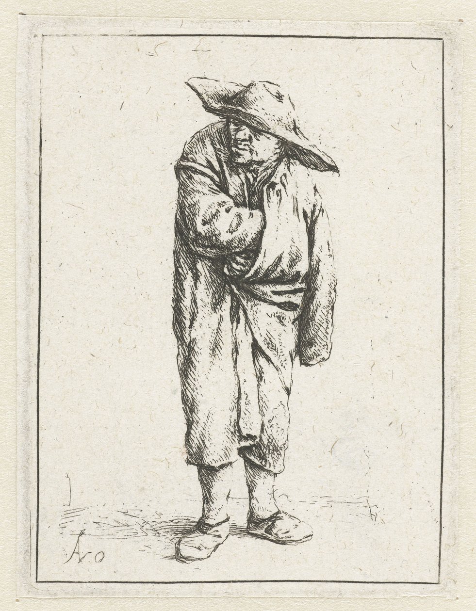 Standing Farmer with Hand and Arm in His Cloak, The Beggar Wrapped in His Cloak by Adriaen van Ostade