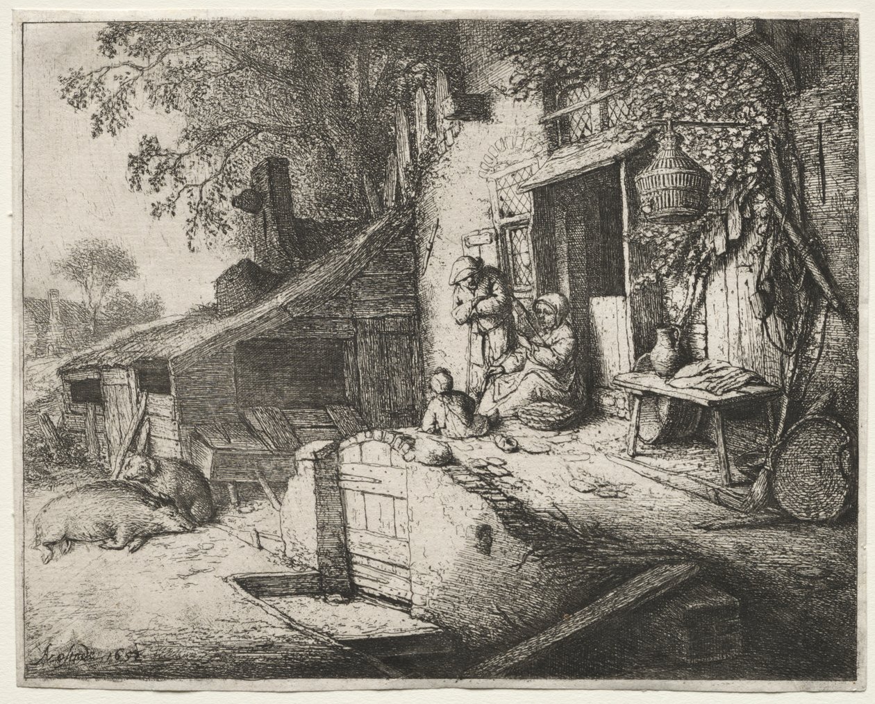 The Woman Spinning by Adriaen van Ostade