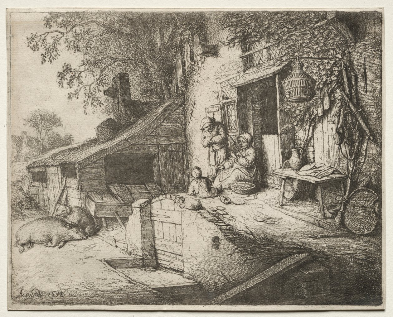 The Woman Spinning by Adriaen van Ostade