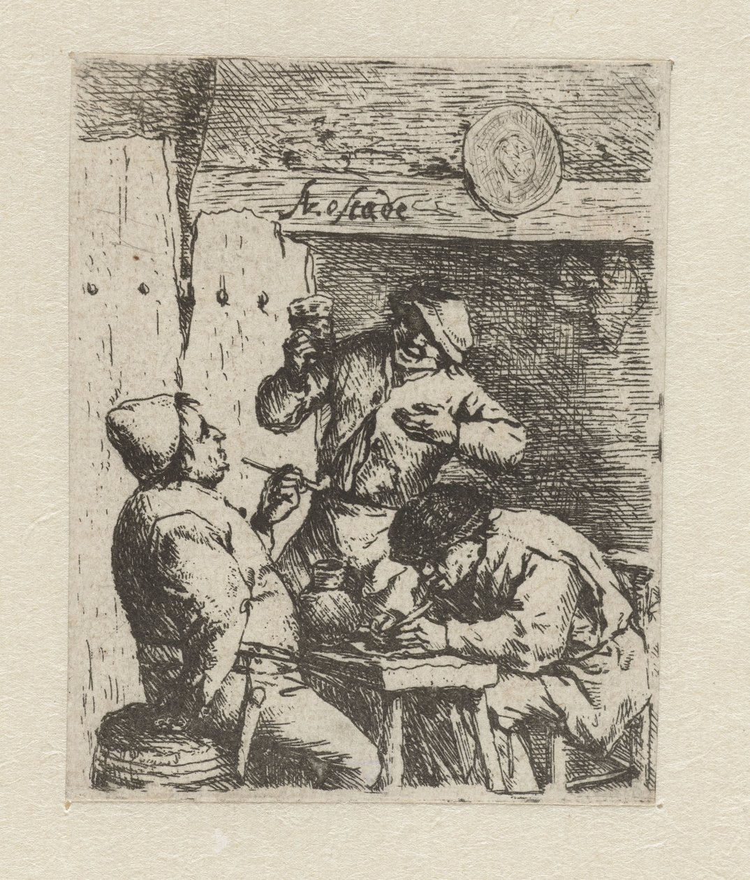 Two smokers and a drinker in an inn (The smokers) by Adriaen van Ostade