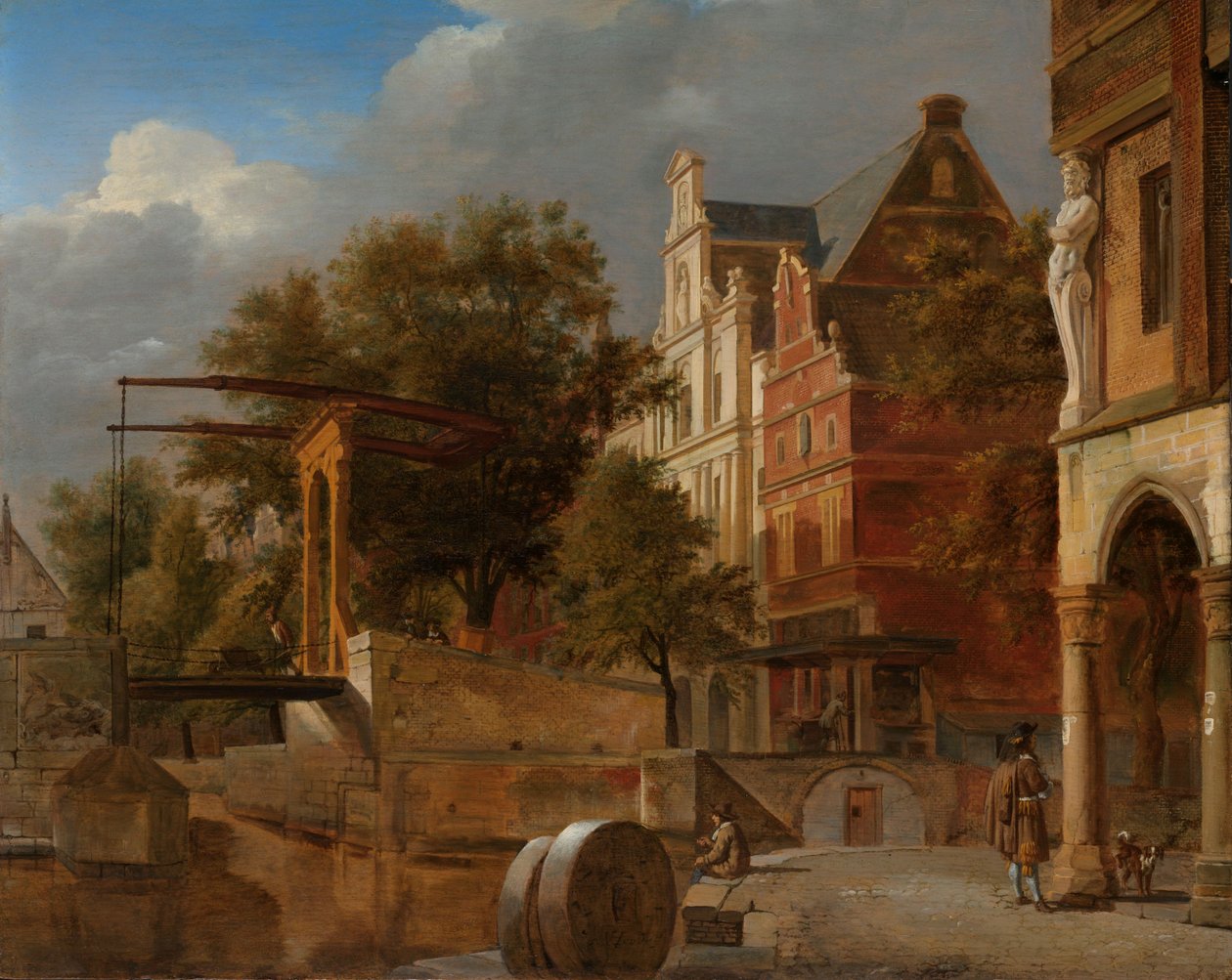 The Drawbridge by Adriaen van de & Heyden Jan van der (1637 1712) Velde