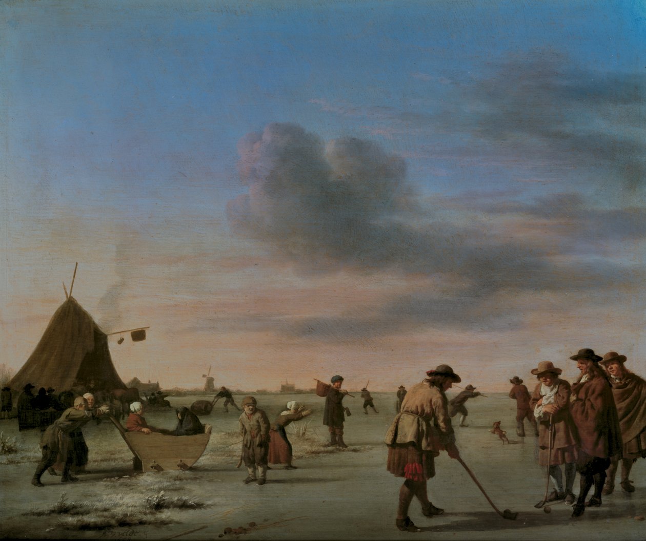 Golfers on the Ice near Haarlem, 1668 by Adriaen van de Velde