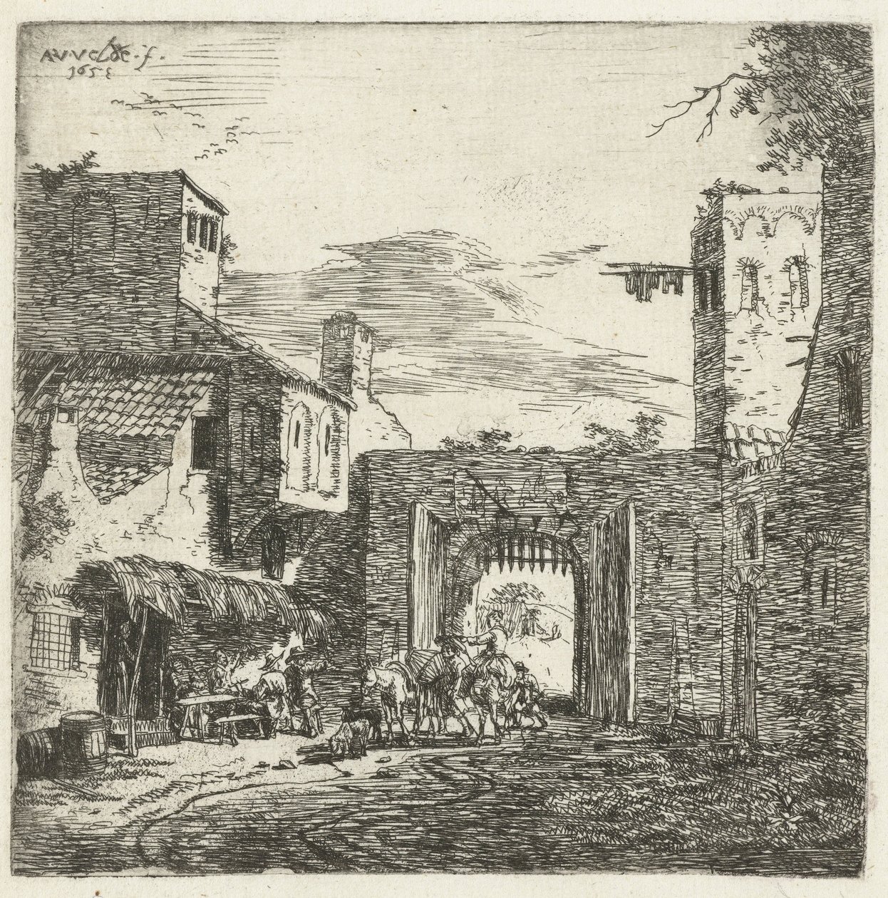 Inn at City Gate by Adriaen van de Velde