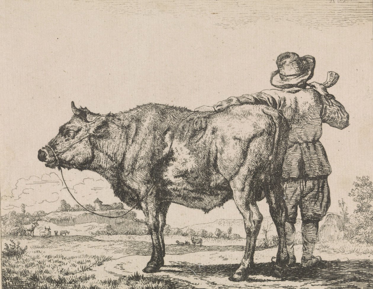 Man Standing with Bull by Adriaen van de Velde