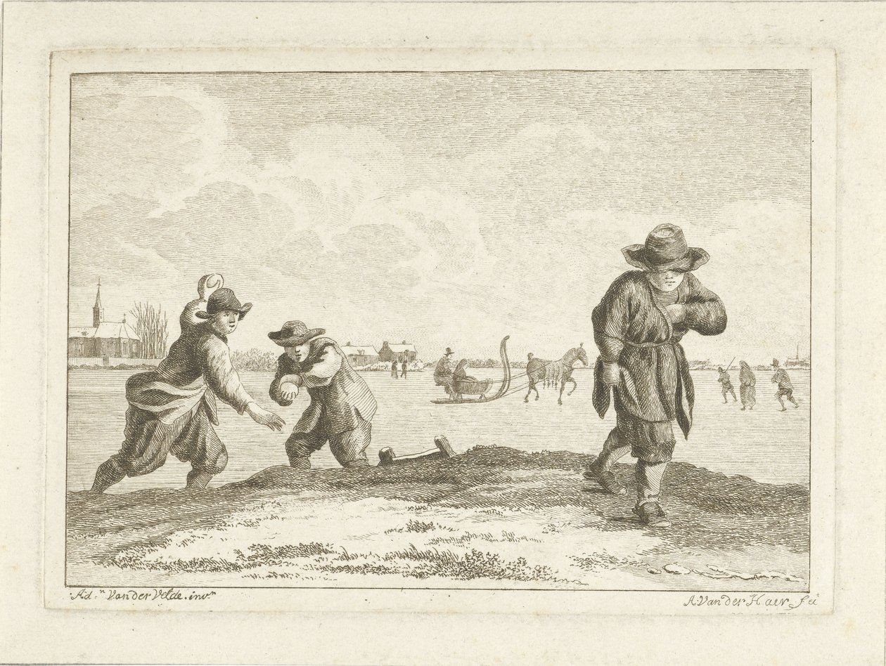 Snowball throwers, engraved by Anthonij van der Haer, c.1745-85 by Adriaen van de Velde