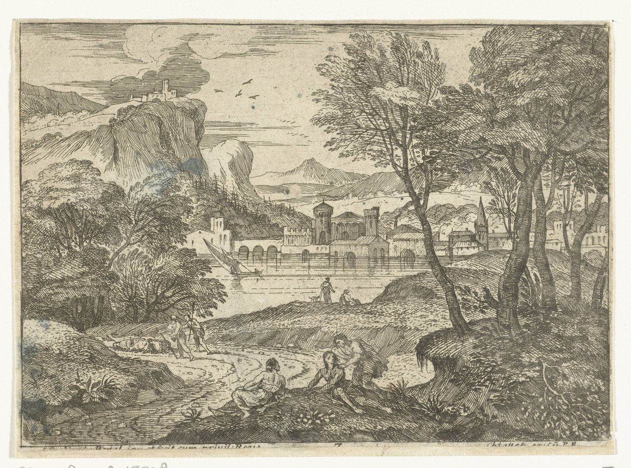 Landscape with Three People Along a Path by Adriaen van der Kabel
