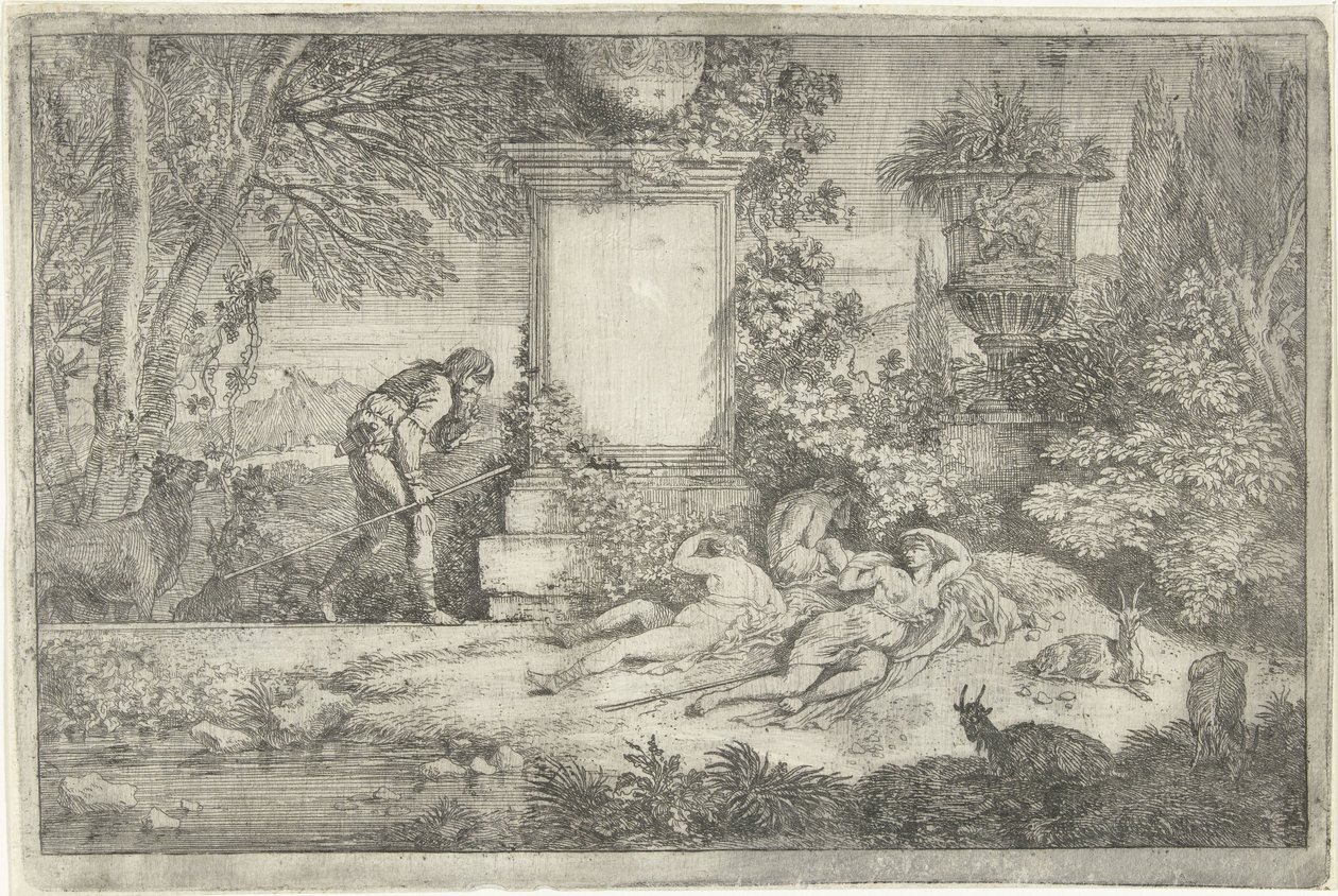 Sleeping Shepherdesses by Adriaen van der Kabel