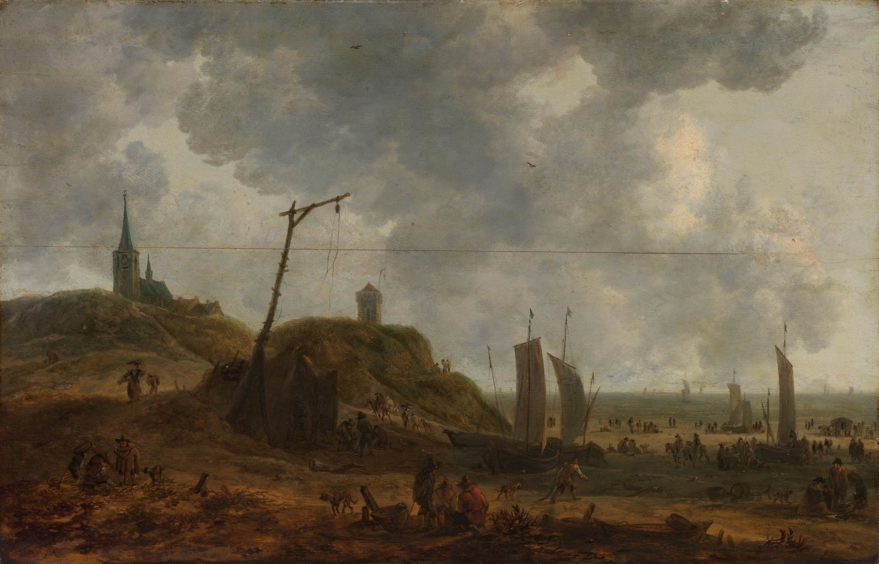 The Beach at Katwijk by Adriaen van der Kabel