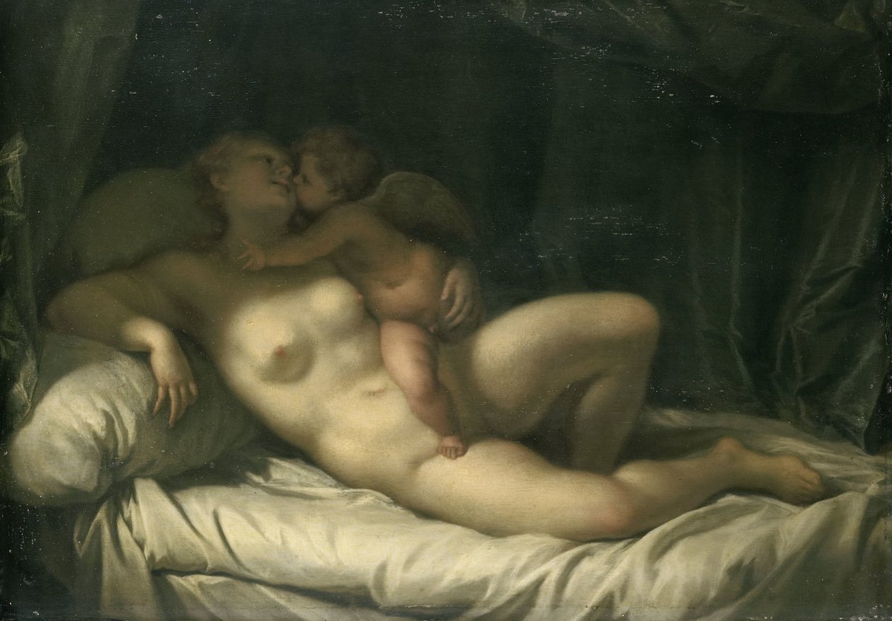 Amor Kissing Venus by Adriaen van der Werff (manner of)