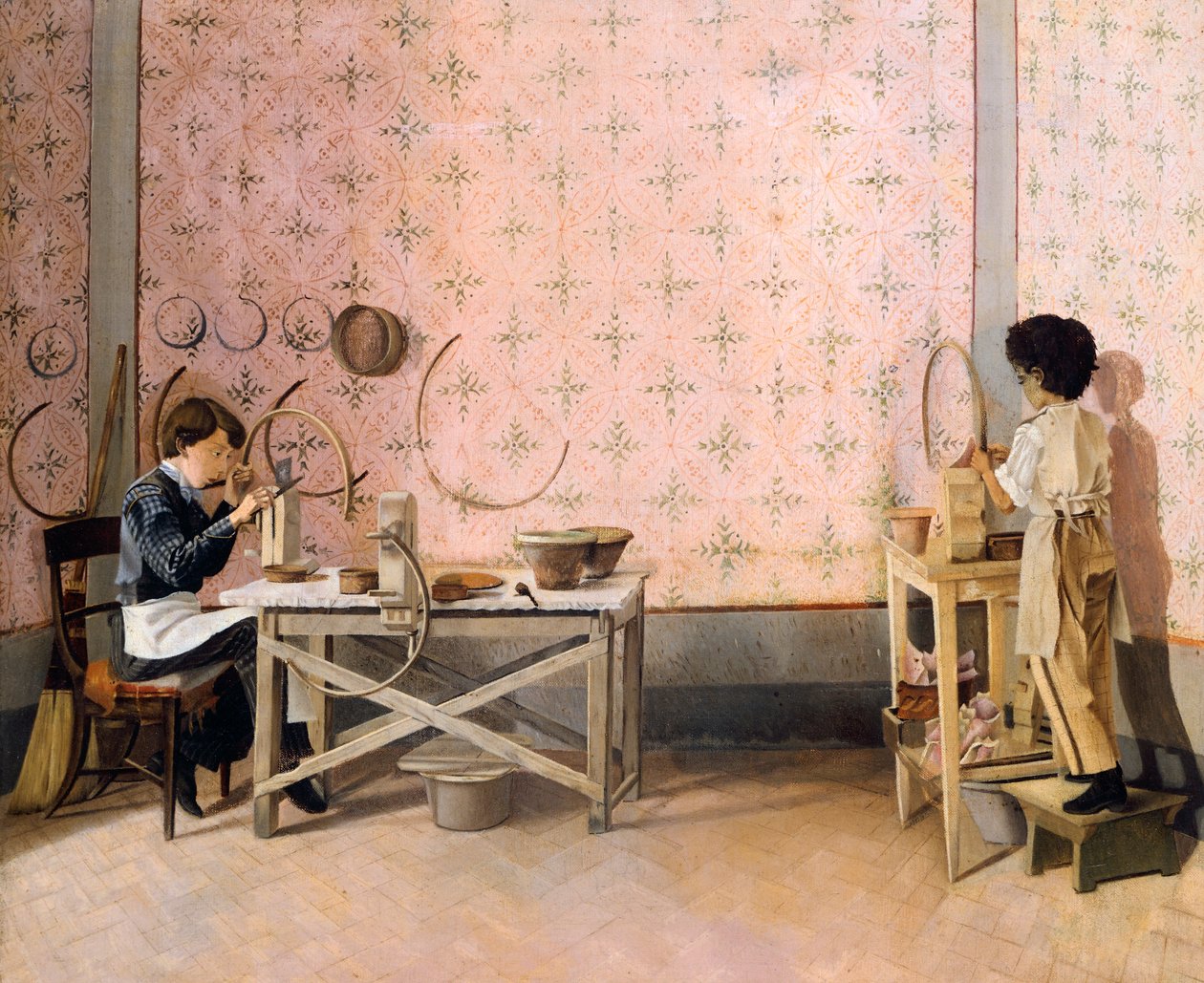 Children working in alabaster by Adriano Cecioni