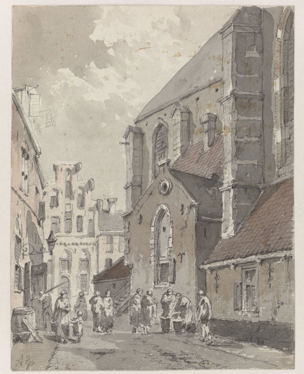 View of Amersfoort, Right Part of St. Joriskerk by Adrianus Eversen
