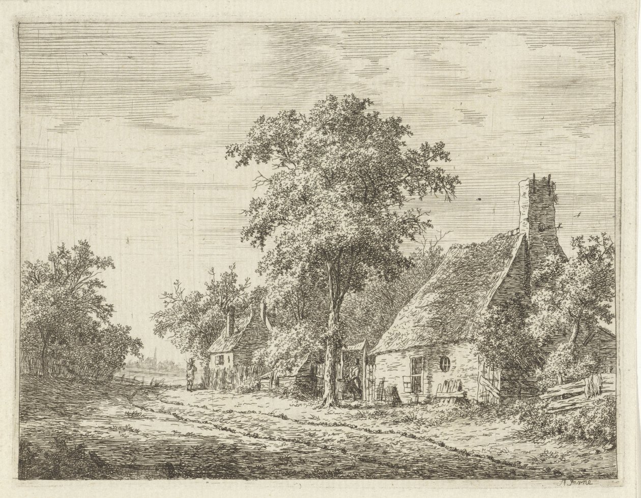 Two Houses Along a Road by Adrianus Serné