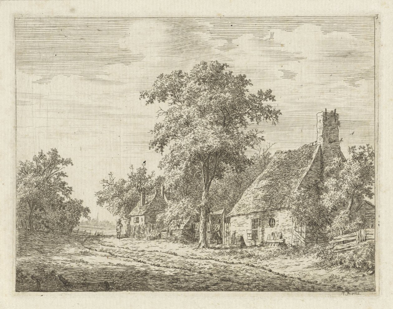 Two Houses Along a Road by Adrianus Serné